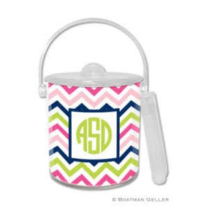 Ice Bucket - Chevron Pink Navy & Lime