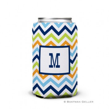 Koozie - Chevron Blue Orange & Lime